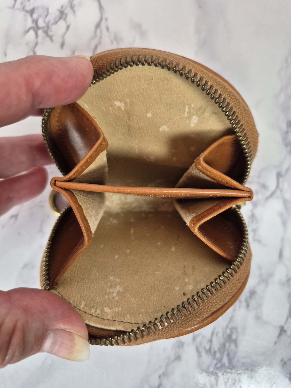 Dooney & Bourke Brown and Red Leather Coin Pouch - Picture 3 of 4